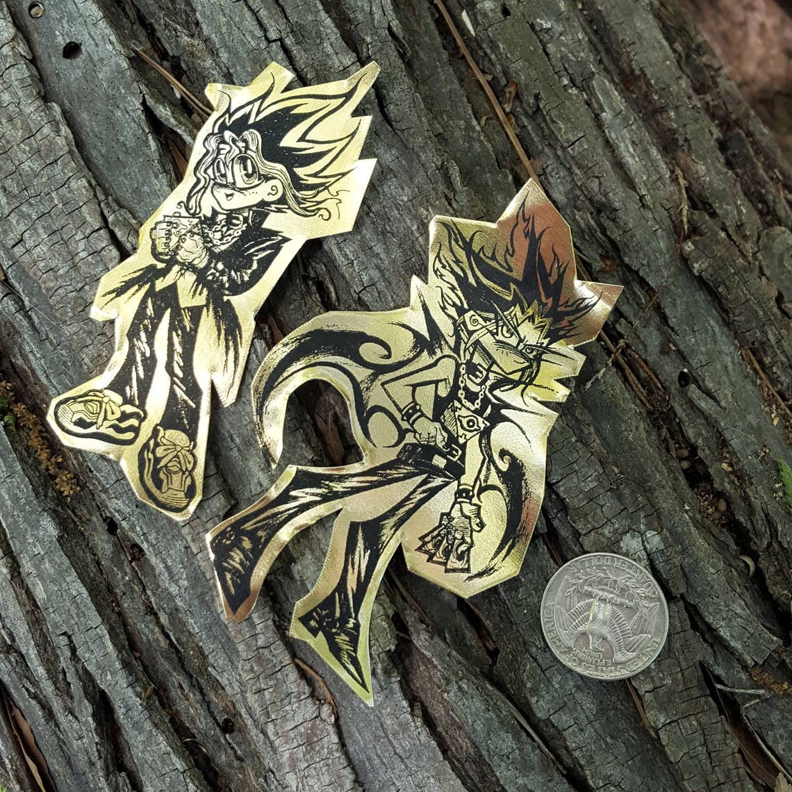 STICKERS yugioh gold foil stickers Yami yugi and yugi mutou Etsy