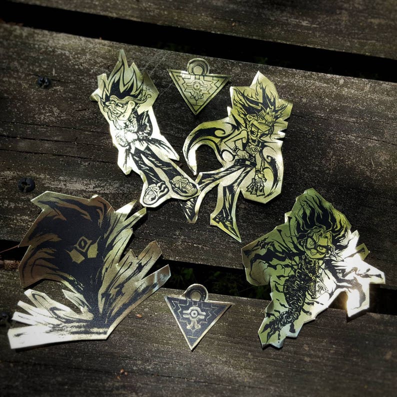STICKERS yugioh gold foil stickers Yami yugi and yugi mutou Etsy