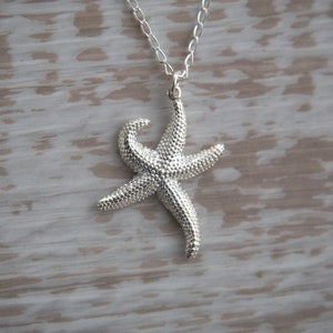 Starfish Pendant Necklace beautifully detailed in Sterling Silver, silver starfish, sea creatures, starfish necklace