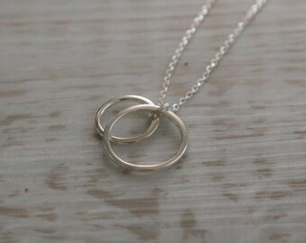 Two Circle Pendants Necklace in Sterling Silver, Gift for Her, Gift for Girlfriend, Best Friend Necklace