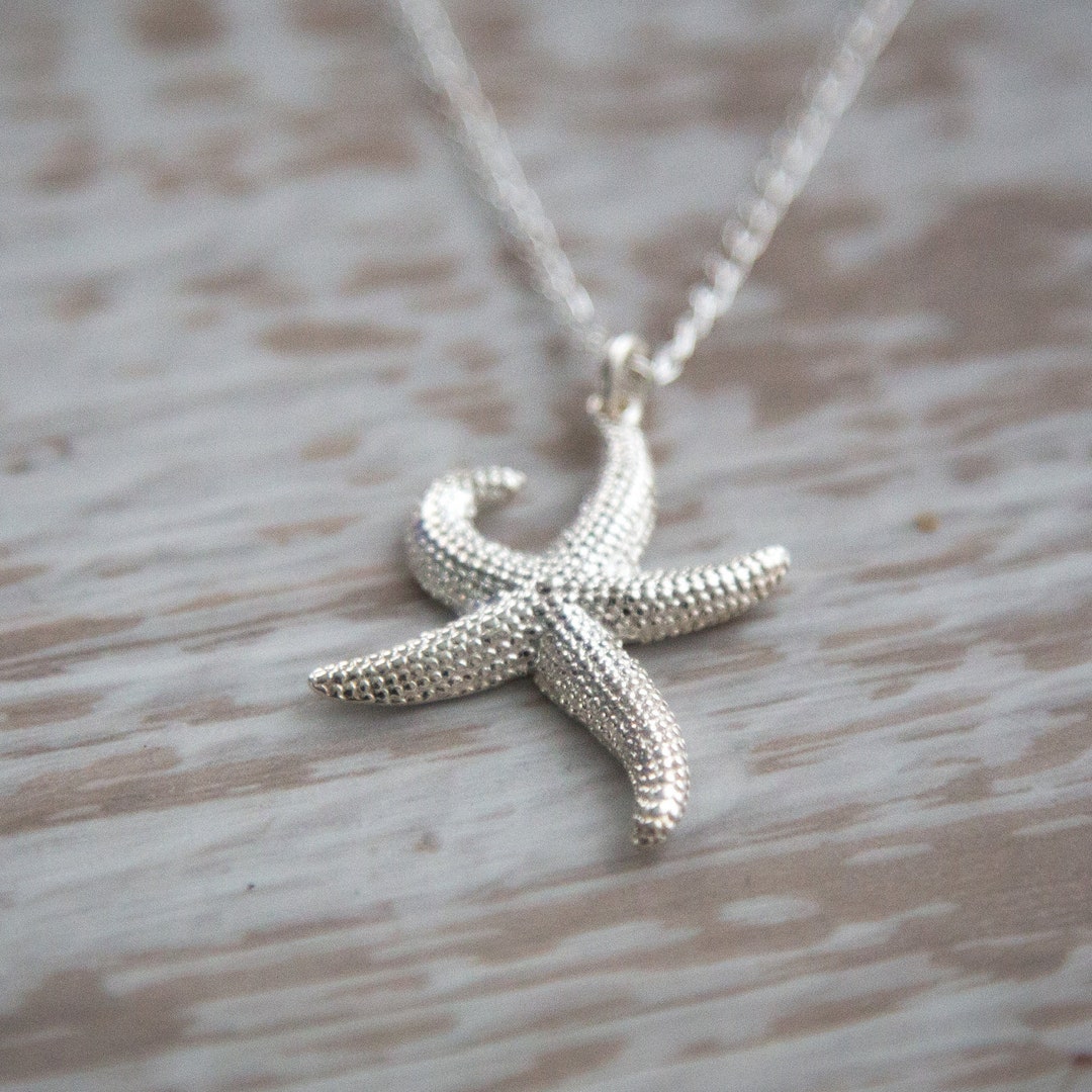 Starfish Pendant Necklace Beautifully Detailed in Sterling Silver ...
