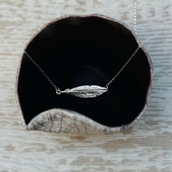 Feather Pendant Necklace in Sterling Silver, silver feather, feather pendant, feather necklace