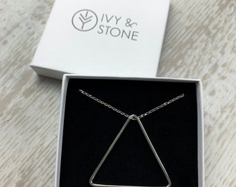 Geometric Triangle Pendant Necklace in Sterling Silver, silver triangle pendant, geometric pendant, silver pendant, minimalist necklace
