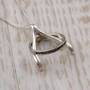 Wishbone Ring Holder Pendant Necklace in Sterling Silver, 18K Yellow and Rose Gold Vermeil , wishbone pendant