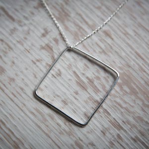 Geometrische Quadrat Anhänger Halskette in Sterling Silber, Silber Anhänger, Geometrische Anhänger, Silber Anhänger, Minimalist Halskette