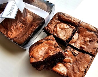 8 Brownies, Decadent fudgy Dark Chocolate Brownies