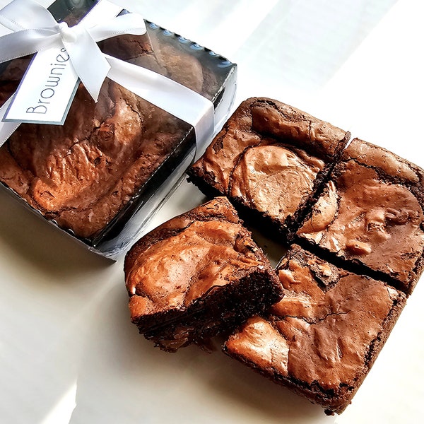 8 Brownies, Decadent fudgy Dark Chocolate Brownies