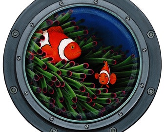 Clown Fish Submarine Window Wall Decal