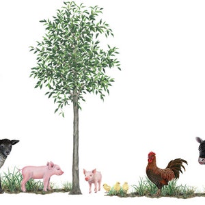 Farm Animals Mural Collection Wall Decal Stickers (9 feet wide x 7 feet tall)