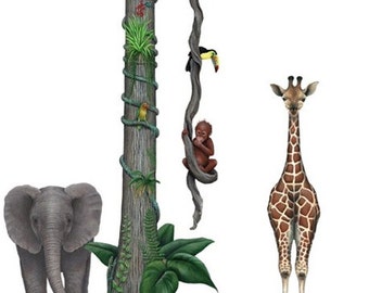 Jungle Wildlife Collection #2 Mural Wall Decal Stickers (7 feet wide x 8 feet tall)