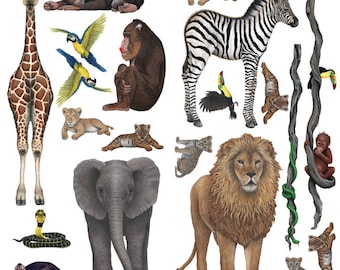 Rain Forest Jungle and Safari Panel Collection (48 in. x 48 in.)