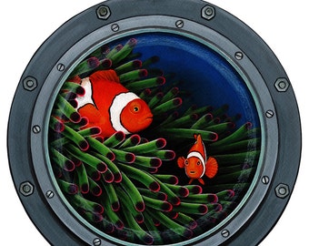 Clownfish Porthole Nemo Style Assortment  Wall Decal