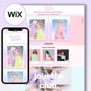 Wix Website template for fashion shop | Customizable pink pastel Theme | Fashion, Small Business, boutique website, pastel colours