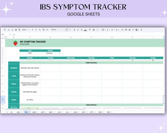 IBS Symptom Tracker: Digital Food Journal (Google Sheets)