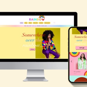 Rainbow website template for fashion store Wix customizable colourful Theme Online, Small Business, boutique website, bright colours image 3