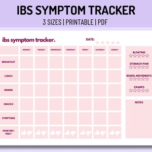 IBS Symptom Tracker Food Journal | Printable PDF | Food Diary ...