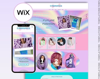 Futuristic Fashion Wix Website Template: Purple Blue E-commerce Theme