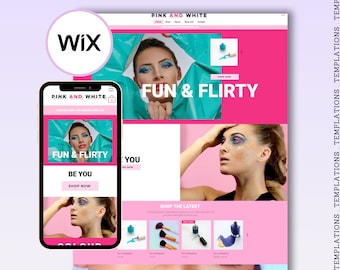 Wix-websitesjabloon met roze jaren 90-thema: beauty en mode