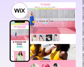 May include: A website homepage for a clothing store called "Keep Them Sweet". The website features a pink and white color scheme with a model wearing a yellow top and black shorts. The text "A Touch of Pink" is displayed on the website.