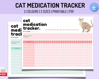 Traqueur de médicaments pour chat | PDF imprimable | Pilulier chaton | Médecine, pilules, traqueur de santé