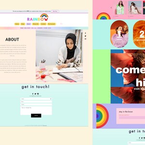 Rainbow website template for fashion store Wix customizable colourful Theme Online, Small Business, boutique website, bright colours image 7