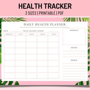 Daily Health Planner: Printable Calorie Tracker, Food Journal (PDF)