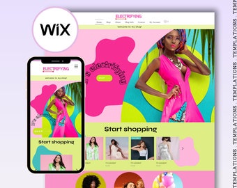Wix Website template for fashion shop | Customizable vibrant colourful Theme | Fashion, Small Business, boutique website, bright colours