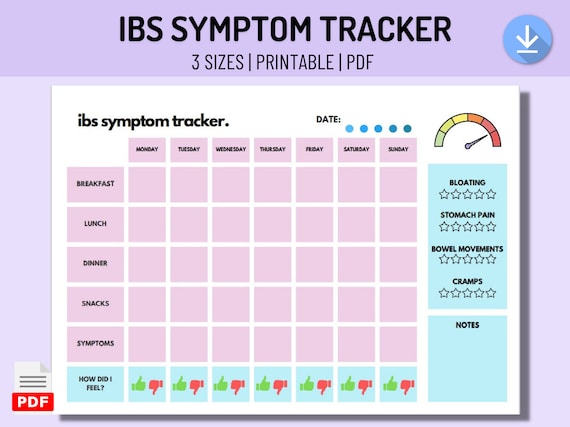 Ibs Food Diary Symptom Tracker Printable Digital Download Et