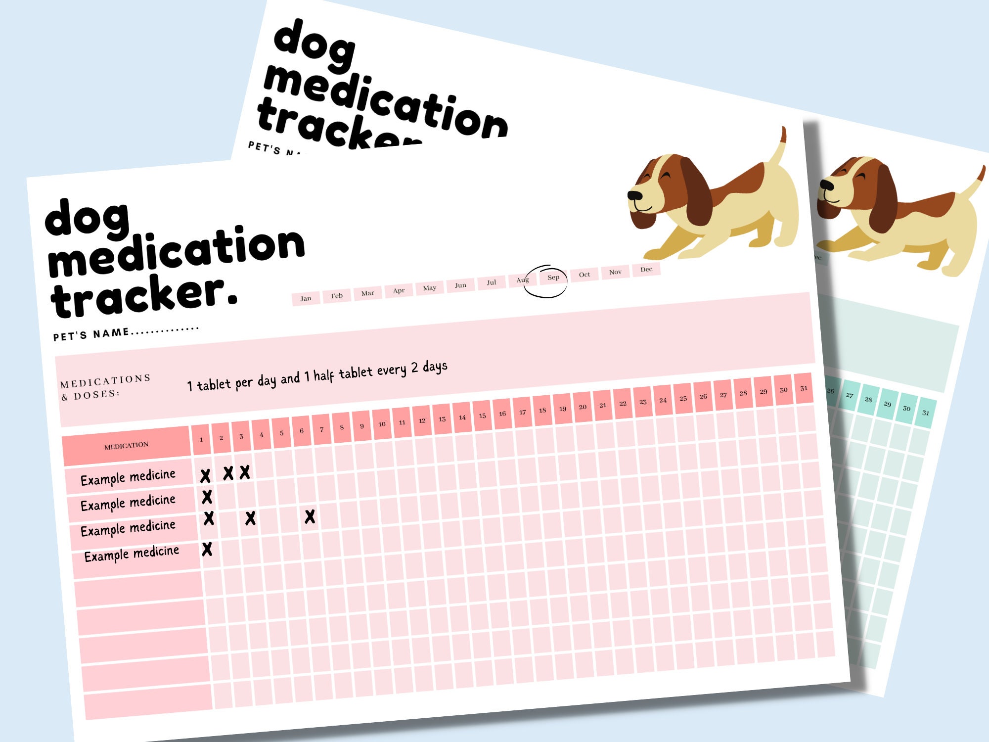 Pet Dog Medication Tracker Printable PDF Puppy Pill Organizer Medicine