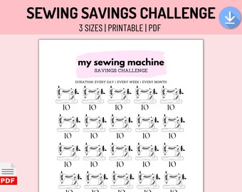 Sewing machine savings challenge | 300 in 30 days, weeks, months | Save for your dream sewing machine | savings planner, digital budget