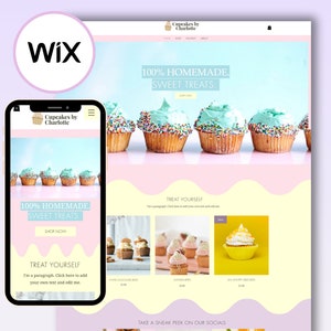 Wix Website template for cake shop | Customizable pastel Theme | Cupcake, Small Business, baking website, pastel colours