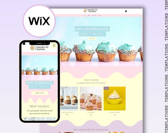Wix Website template for cake shop | Customizable pastel Theme | Cupcake, Small Business, baking website, pastel colours