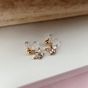 Mini zircon butterfly Clips Invisible gold color, Comfortable discreet delicate Clips. Christmas Gifts Ready to give image 5