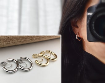 PAINLESS ! CLIPS U earrings spiral Circle Gold / Silver color. Comfortable Ear Clips Delicate Earrings