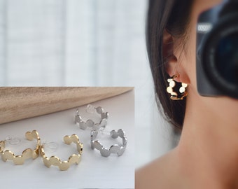 Cercles Créoles Clips Invisibles, Boucles d'oreille Créoles CLIPS couleur Or / Argent, confortable pour oreilles non percées.