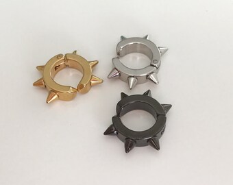 Pendientes Rivet Punk Rock CLIPS, aros plateados, dorados, color negro, para orejas no perforadas. Joyería Diaria Hombres Mujeres