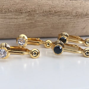 Converters Clips gold color with Transparent / Black zircon, Converters convert earring to Clip image 3