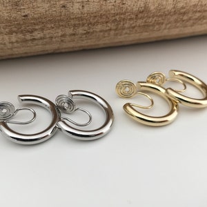 SCHMERZLOS CLIPS U Ohrringe Spirale Kreis Gold / Silber Farbe. Bequeme Ohrclips. Zarte Ohrringe Bild 3