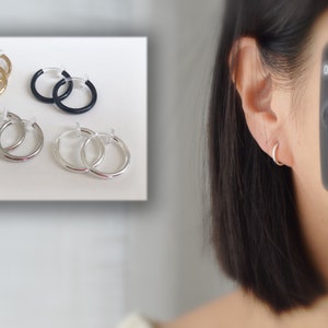 Hoops 13mm Unsichtbare Ohrclips, Clip-On-Creolen, Nicht durchbohrte Ohrringe Clip-On-Ohrringe Modern. Kein Pierced Pierced sah aus.