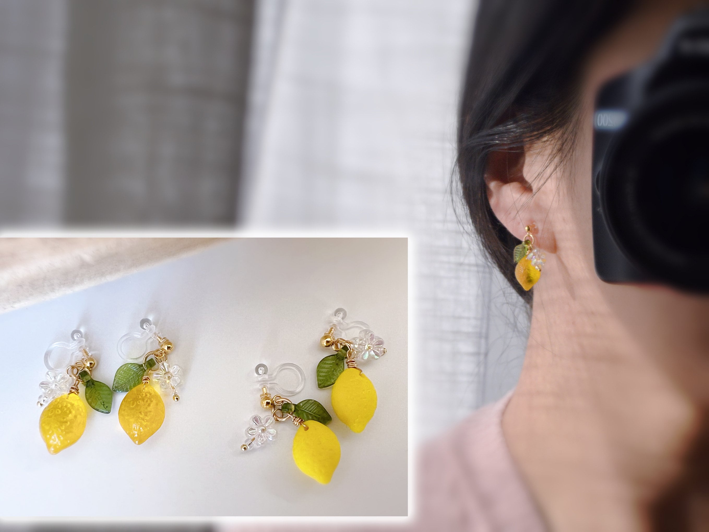 Clip Dicroica Arancione Su Orecchini, Penzolare, Clip Per Orecchie - Foto 3