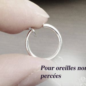 Clips d'oreille 2-EN-1 CLIPS anneaux argenté. mini perle fleur métal, très mignon Oreilles non percées Bijoux quotidien Anneaux 1.3cm image 7
