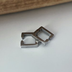 Boucles d'oreilles Rock CLIPS CLAMP carré Argent / Noir. clips d'oreilles pour Oreilles Non Percées. Bijoux quotidiens hommes femmes image 7