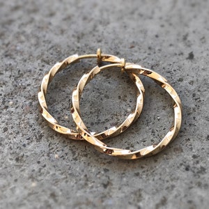 Hoops 30mm Invisible Clip On Earrings, Clip On Hoop Earrings, Non Pierced Earrings Clip On Earrings Modern. Non Pierced Pierced looked. Gold