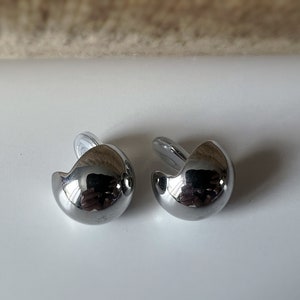 SANS DOULEUR Boucles d'oreilles CLIPS U spirale Grande boucle couleur Argent. Clips d'oreilles confortable Boucles Délicates image 4