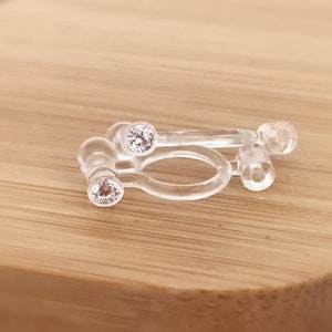 2 paires Blanc, Boucle doreille convertisseurs Zircon Transparent, Clips invisibles convertir boucle doreille à Clip, les adaptateurs. image 3