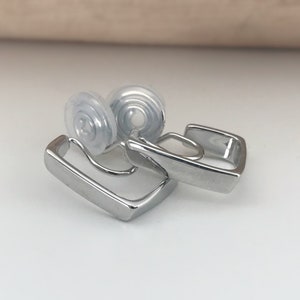 Indolore Orecchini CLIPS U spirale Rettangolo colore oro. Comodi orecchini delicati con clip per l'orecchio immagine 9