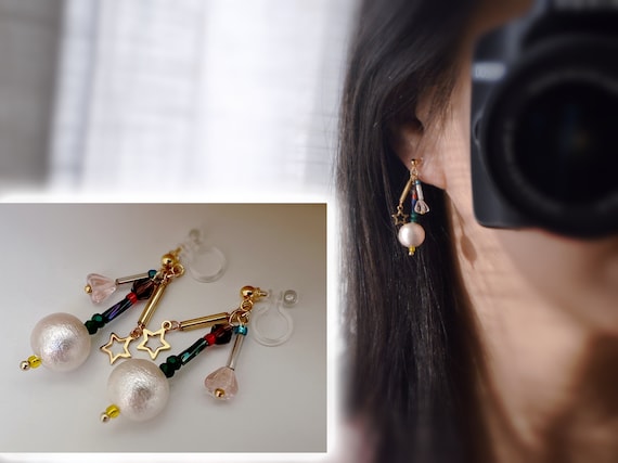 Summer New Fashion Japanese Style Cute White Daisy flowers Clip On Earrings  | Clip on earrings, New fashion, Fashion earrings