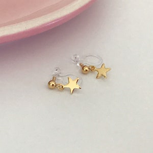 Mini Star Ear Clips Gold Color, CLIPS Earrings Invisible Delicate Comfortable image 2