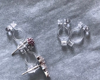 2 Pairs Invisible Clips, Earring Converters Convert Earring to Clip, Adapters for Earrings