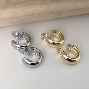 SANS DOULEUR Boucles d'oreilles CLIPS U spirale Petit cercle couleur Or / Argent. Clips d'oreilles confortable Boucles Délicates image 4